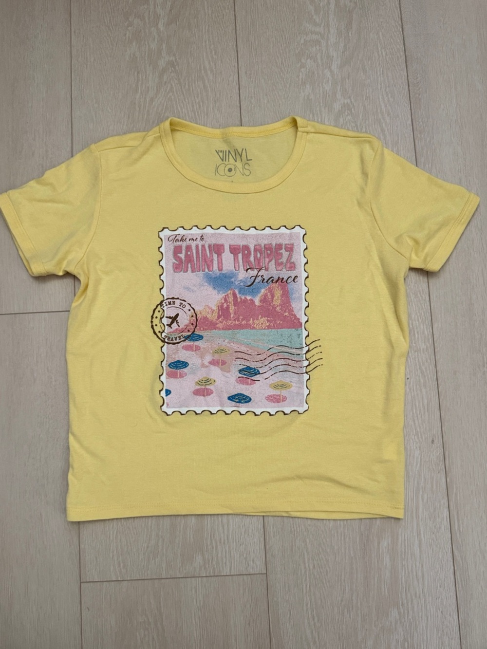 The Vinyl Icons Yellow Saint Tropez Graphic Short Sleeve Tee